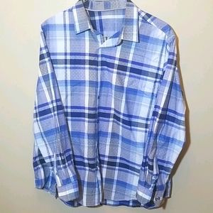 Tasso Elba Blue Plaid Button Down